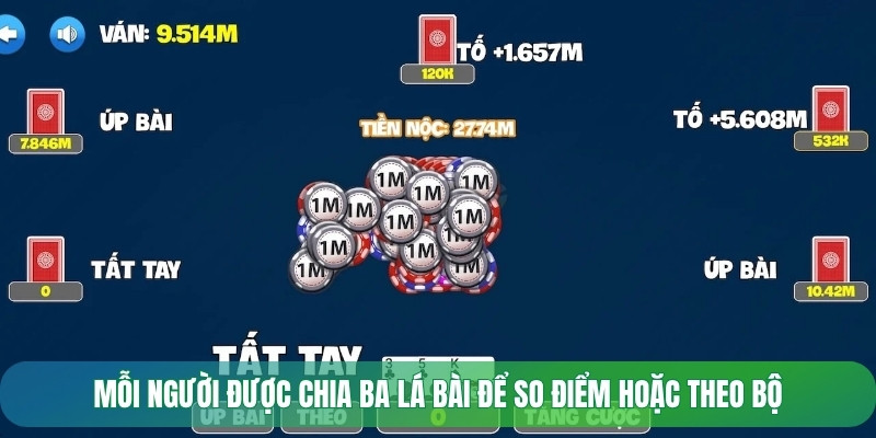 Mỗi người được chia ba lá bài để so điểm hoặc theo bộ