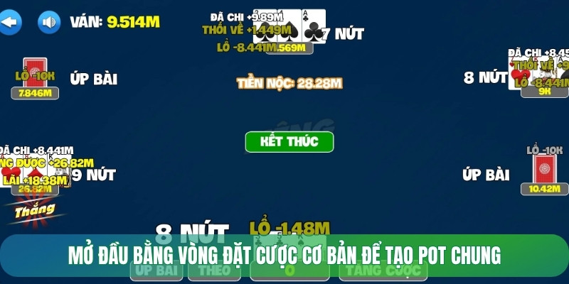 Mở đầu bằng vòng đặt cược cơ bản để tạo pot chung